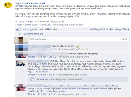 Cư dân mạng dành “lời có cánh” cho nhóm thanh niên nhặt giúp tiền